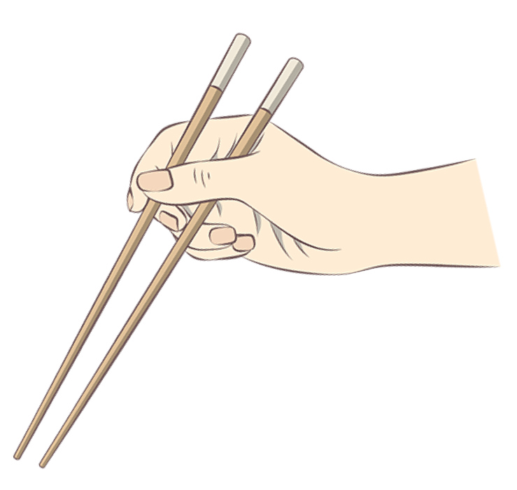 Illustration of a hand holding chopsticks – simple visual element for Asian food or noodle-related content.