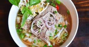 (bowl of beef pho)
