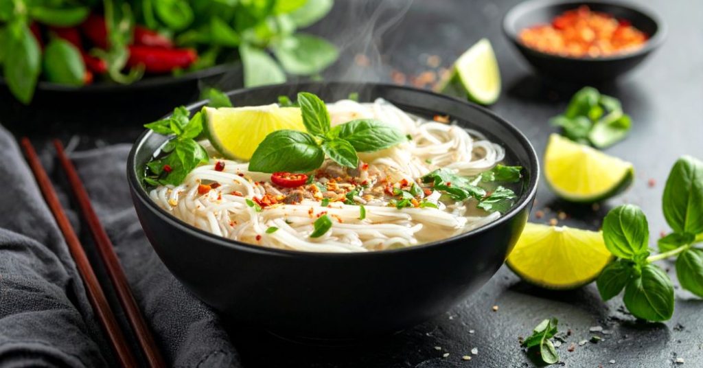 pho Vietnamese food – authentic Vifon pho with fresh herbs and noodles